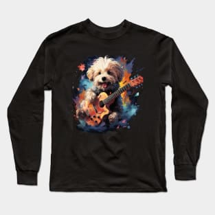 Bichon Frise Playing Guitar Long Sleeve T-Shirt